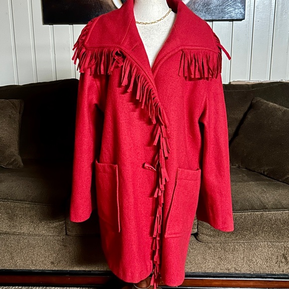 Accents On Outwear • X-Large • Vintage • USA (Union Made) • Wool/ Fringe/ Coat - Picture 5 of 12